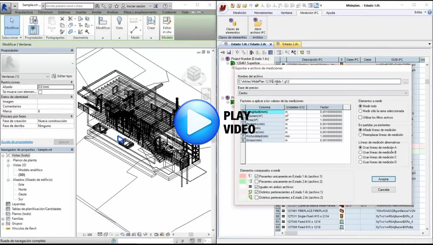 Gest.Mideplan, Control de cambios y modificaciones en el presuesto al cabiar el modelo BIM3D