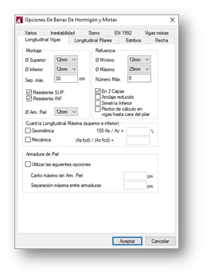 TRICALC 12.0, nuevas funciones en opciones de armado